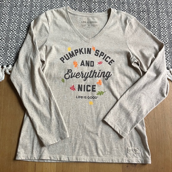 Life Is Good Pumpkin Spice Long Sleeve Tee - Picture 1 of 7
